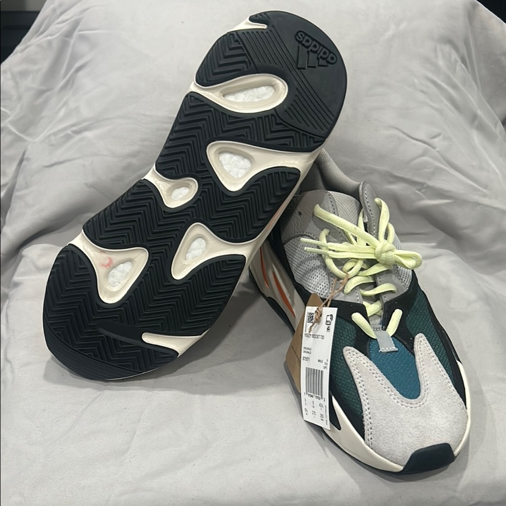 Adidas Gray and Green Athletic Shoes with Boost Cushioning